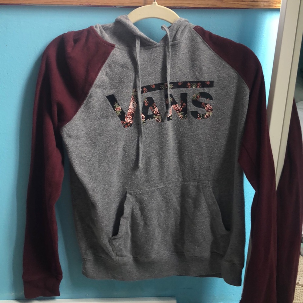 Vans grey and maroon floral print logo